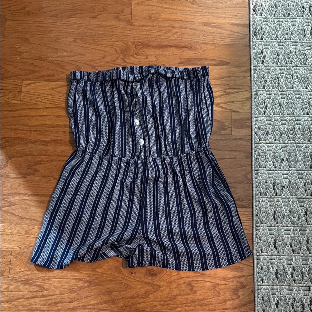 Rue21 Blue and White Striped Jumpsuit